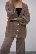 Oversized gebreid kabelvest — Bruin - Nisaboutique