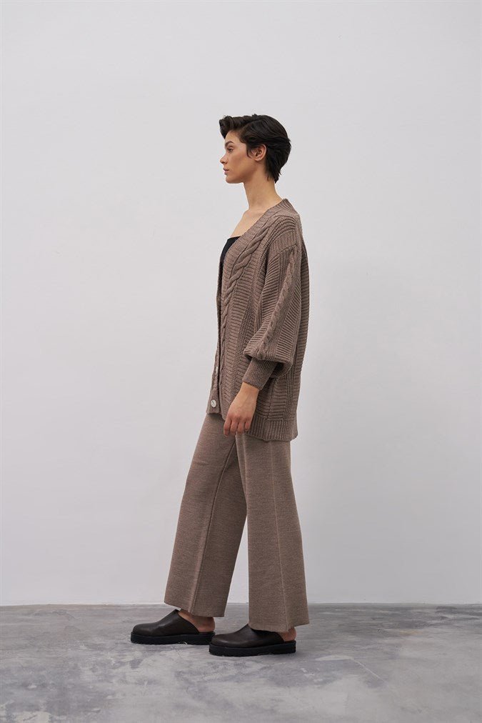 Oversized gebreid kabelvest — Bruin - Nisaboutique